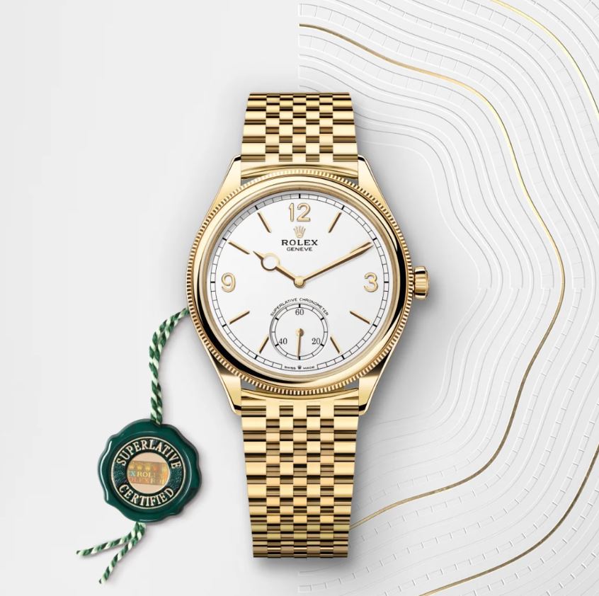 Rolex 1908 39 mm, 18 ct yellow gold, polished finish